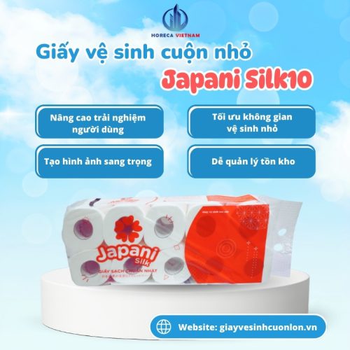 Giấy vệ sinh cuộn nhỏ Japani Silk10 thiết kế sang trọng, tối ưu không gian nhỏ, dễ quản lý kho, nâng cao trải nghiệm người dùng