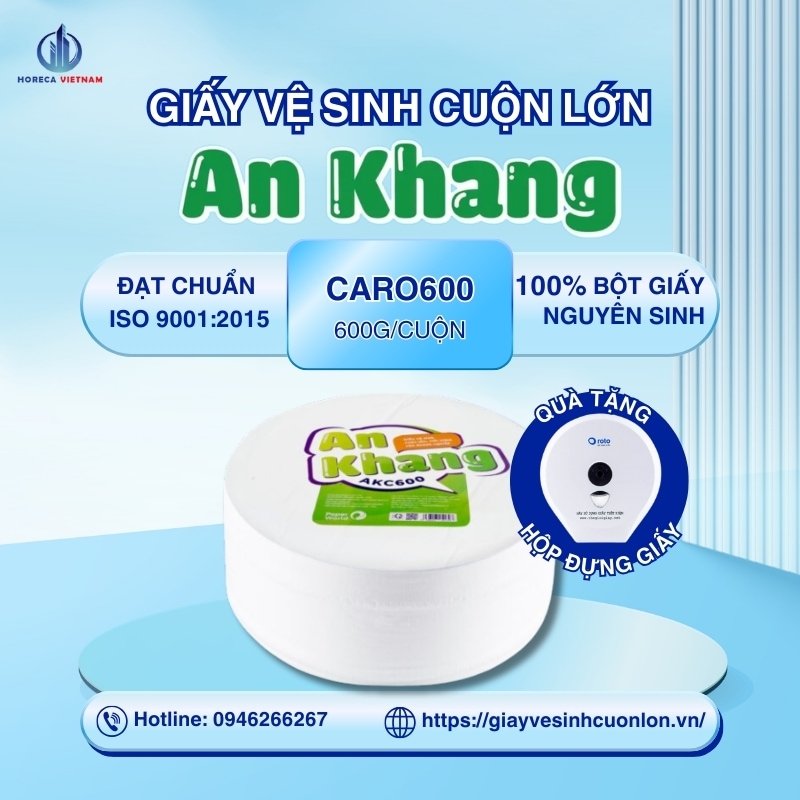 giấy vệ sinh cuộn lớn An Khang Caro600