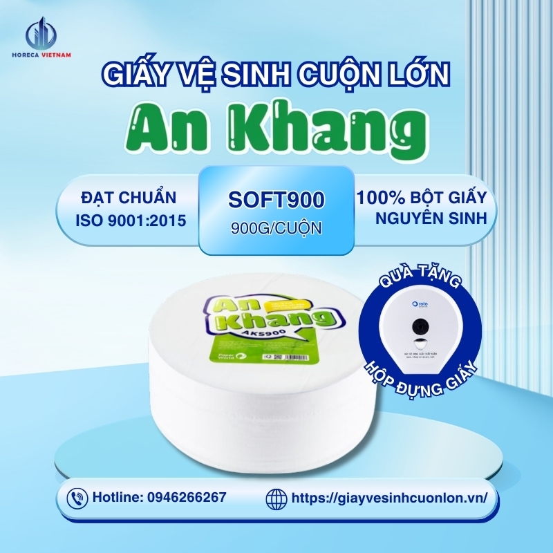 giấy vệ sinh cuộn lớn An Khang Soft900