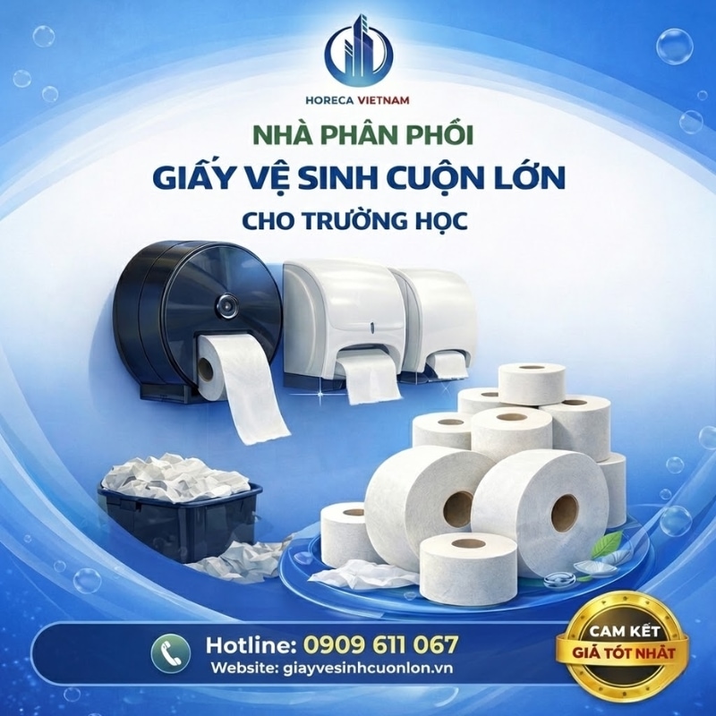 Horeca Việt Nam nhà phân phối giấy vệ sinh cuộn lớn cho trường học