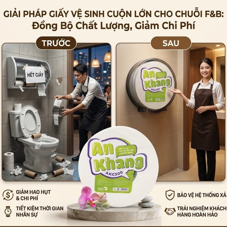 Giấy vệ sinh cuộn lớn cho chuỗi f&b