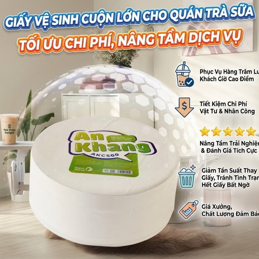 Giấy vệ sinh cuộn lớn cho quán trà sữa