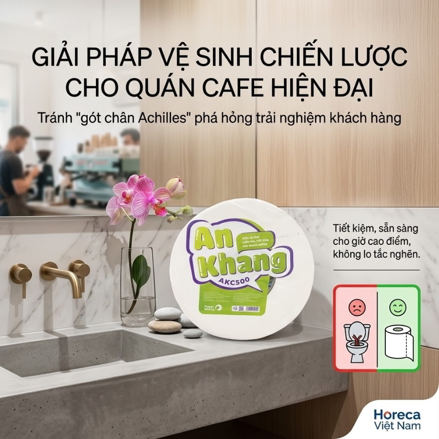 Giấy vệ sinh cuộn lớn phù hợp cho quán cafe