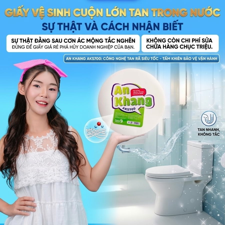 Giấy vệ sinh cuộn lớn tan trong nước sự thật và cách nhận biết