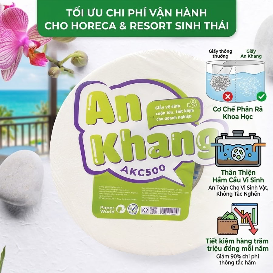 Giấy vệ sinh thân cuộn lớn thiện hầm cầu