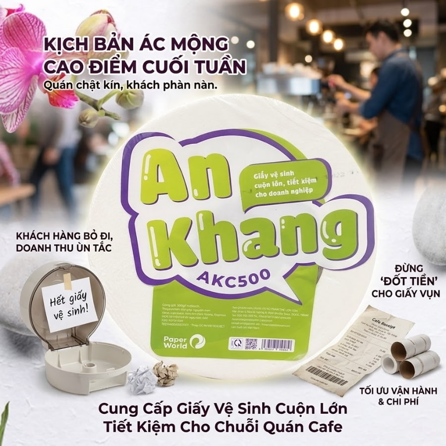 Giấy vệ sinh cuộn lớn tiết kiệm cho chuỗi quán Cafe