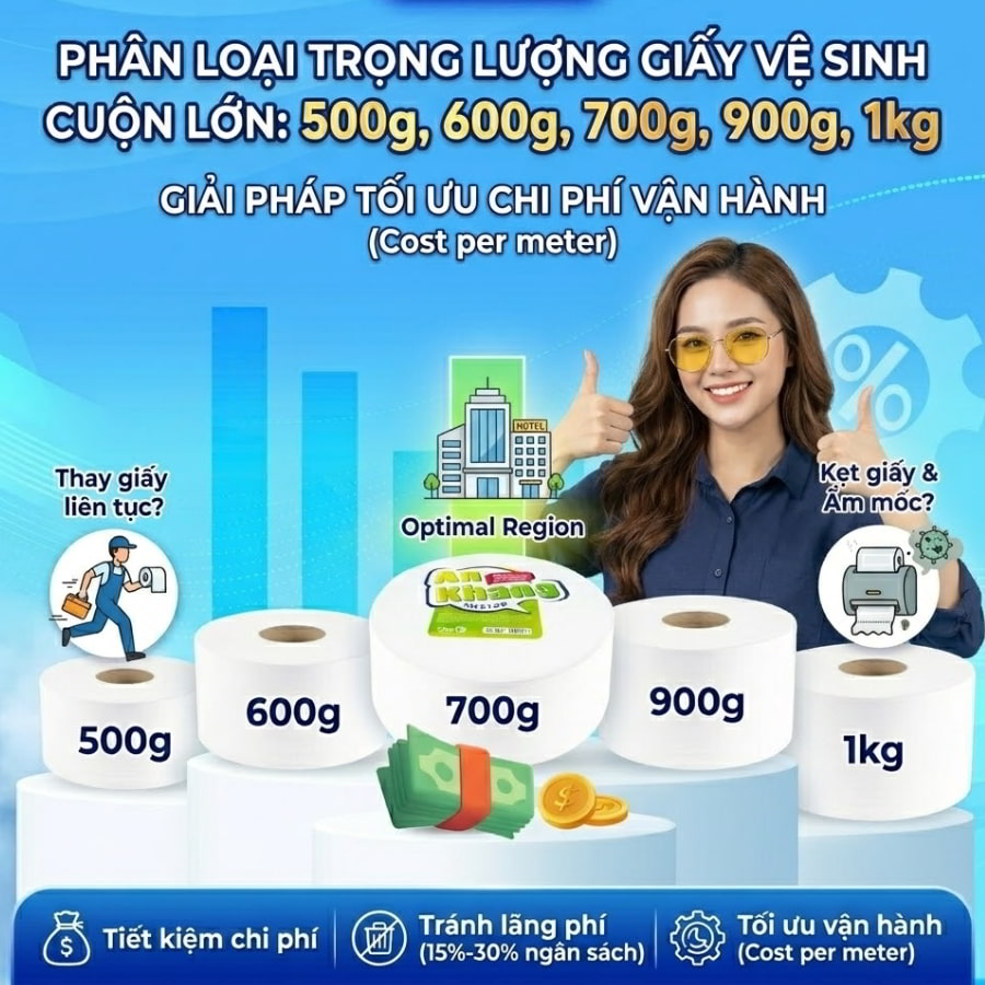 Phân loại trọng lượng giấy vệ sinh cuộn lớn
