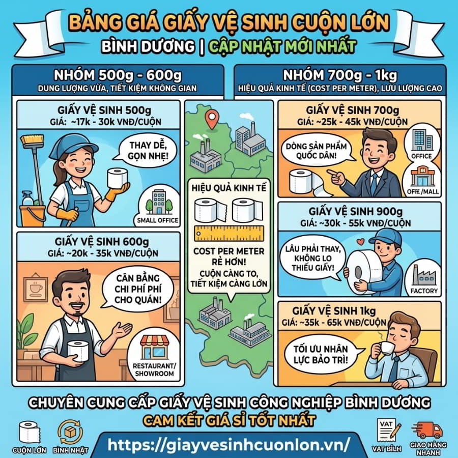 Báo giá giấy vệ sinh cuộn lớn bình dương cập nhật mới nhất tại Horeca Việt Nam