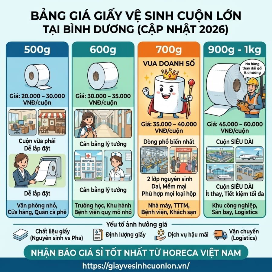Báo giá Giấy vệ sinh cuộn lớn tại Bình Dương mới nhất tại Horeca Việt Nam