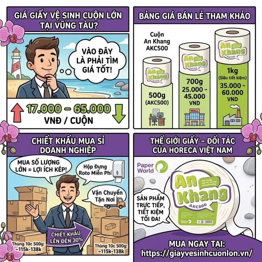 Báo giá giấy vệ sinh cuộn lớn tại Vũng Tàu mới nhất 2026