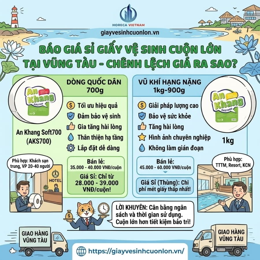 Báo giá sỉ giấy vệ sinh cuộn lớn cao cấp vũng tàu mới nhất