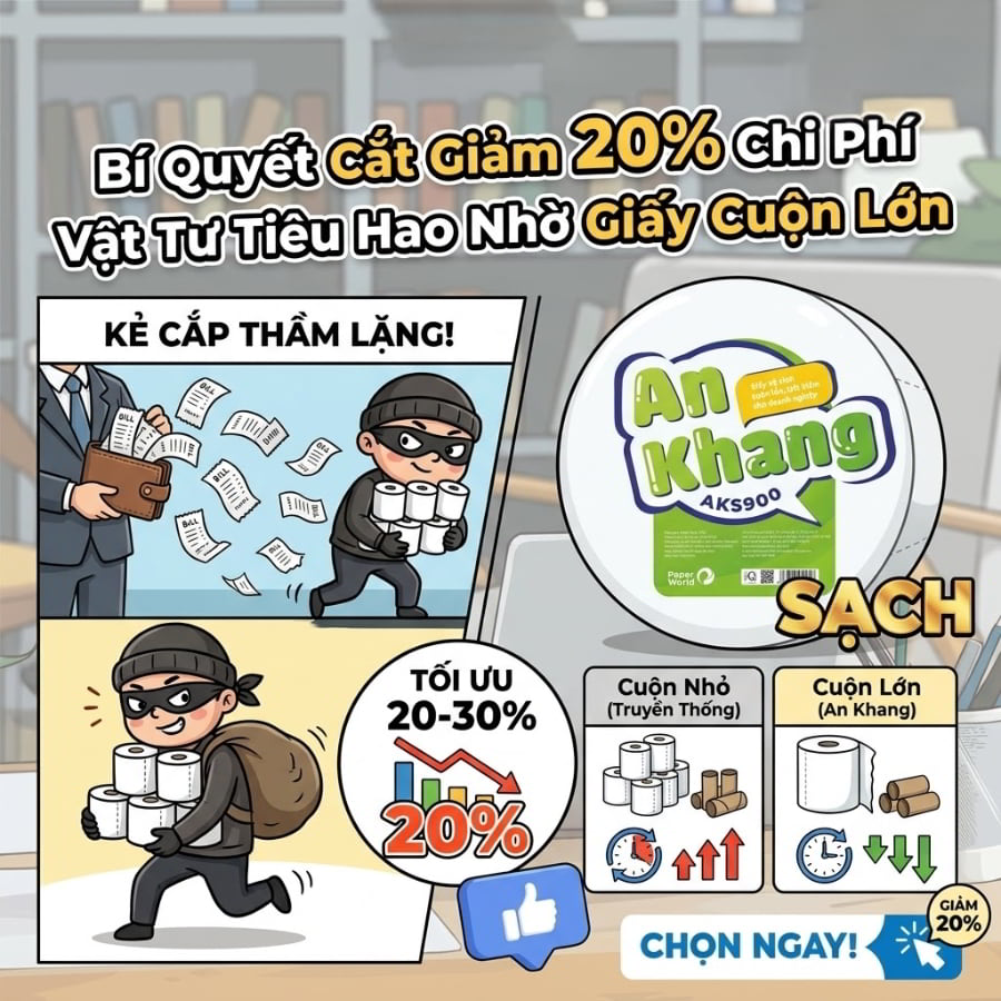 Bí quyết cắt giảm 20% chi phí vật tư tiêu hao nhờ giấy cuộn lớn
