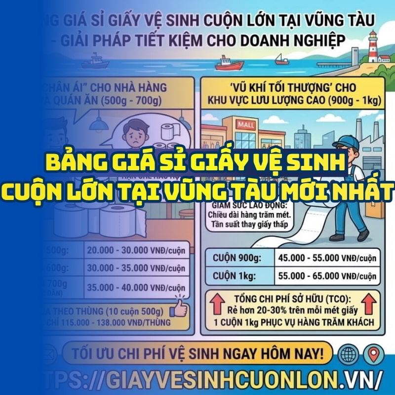 Cập nhật bảng giá giấy vệ sinh cuộn lớn vũng tàu mới nhất 2026 tại Horeca Việt Nam