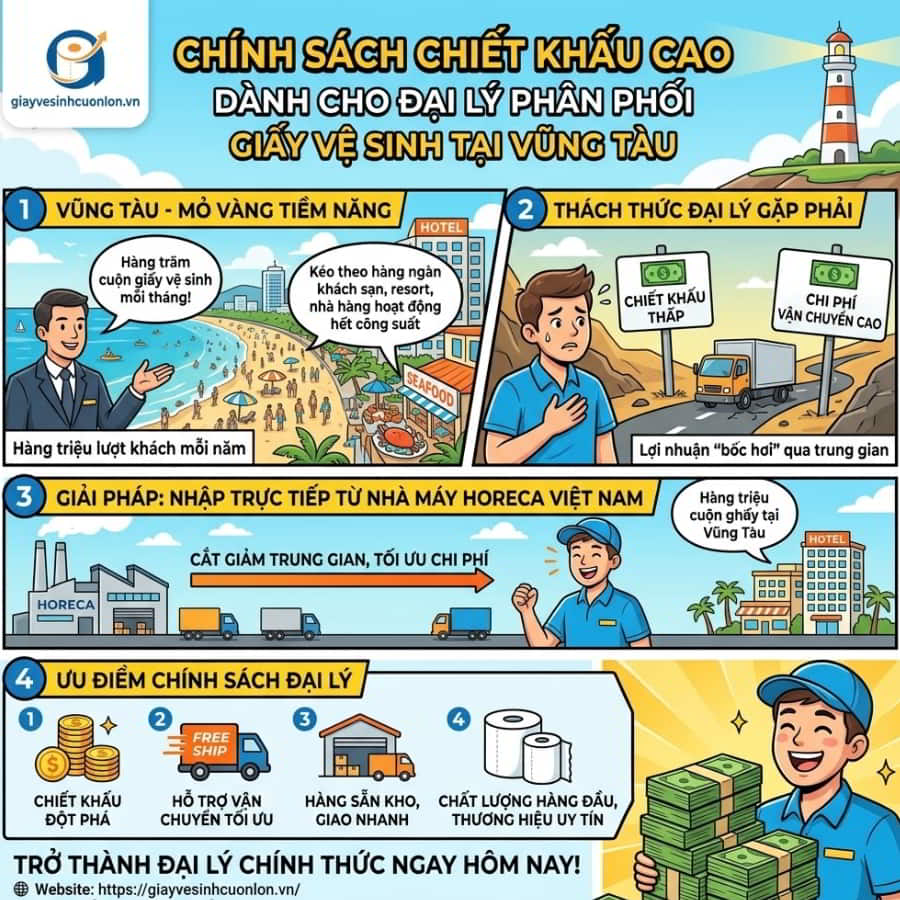 Chính sách chiết khấu đại lý giấy vệ sinh Vũng Tàu uy tín tại Horeca Việt Nam