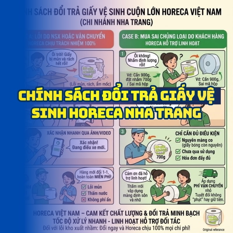 Chính sách đổi trả giấy vệ sinh Horeca Nha Trang tại Horeca Việt Nam