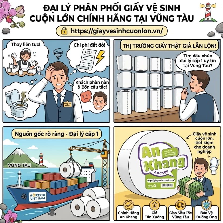 Horeca Việt Nam đại lý giấy vệ sinh cuộn lớn vũng tàu uy tín giá sỉ tốt nhất