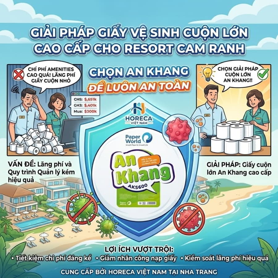 Mua giấy vệ sinh resort Cam Ranh uy tín giá sỉ tốt nhất tại Horeca Việt Nam