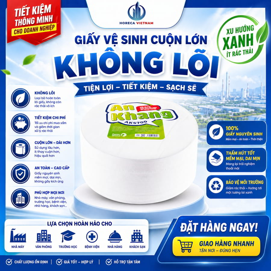 Mua giấy vệ sinh cuộn lớn không lõi bình dương uy tín giá sỉ tốt nhất tại Horeca Việt Nam