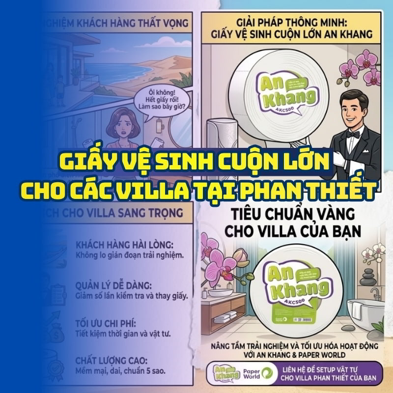 Horeca Việt Nam cung cấp giấy vệ sinh cho Villa Phan Thiết giá tốt giao hàng tận nơi