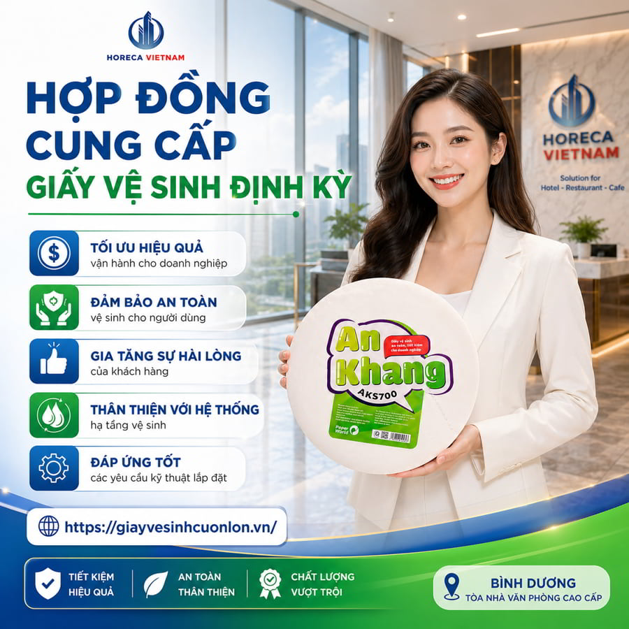 Horeca Việt Nam cung cấp giấy vệ sinh cuộn lớn giá tốt chính hãng giá sỉ tốt nhất