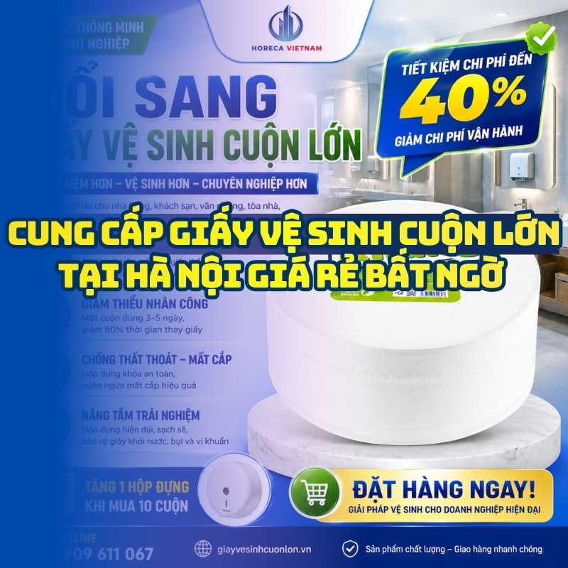 Horeca Việt Nam cung cấp giấy vệ sinh cuộn lớn cao cấp tại Hà Nội giá tốt giao hàng tận nơi
