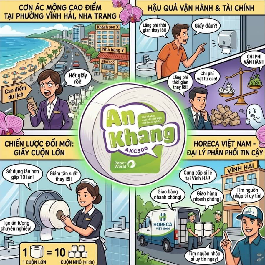 Mua giấy vệ sinh cuộn lớn Vĩnh Hải Nha Trang uy tín giá sỉ tốt nhất tại Horeca Việt Nam