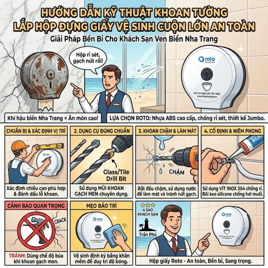 Hướng dẫn lắp đặt hộp đựng giấy vệ sinh tại Nha Trang