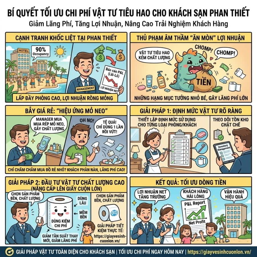 Hướng dẫn quản lý và cắt giảm chi phí vật tư khách sạn Phan Thiết