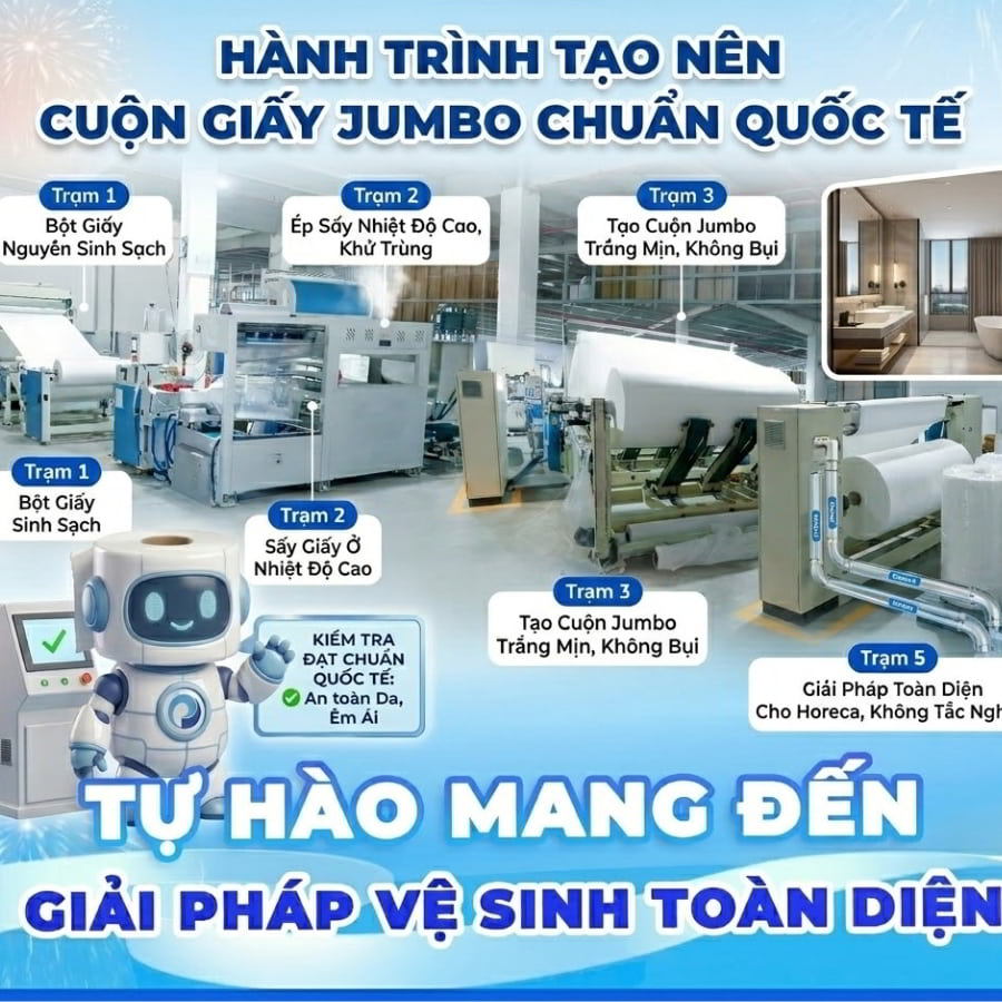 Khám phá quy trình sản xuất giấy vệ sinh đạt chuẩn quốc tế tại Horeca Việt Nam