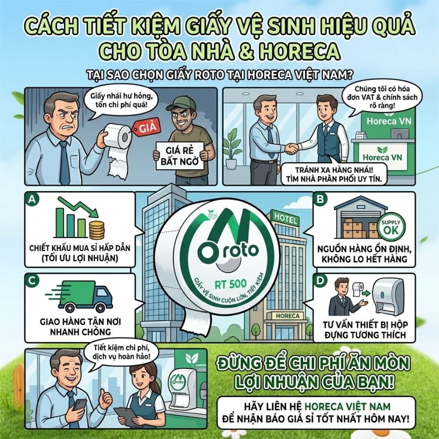 Mua giấy vệ sinh cuộn lớn Roto uy tín chất lượng cao tại Horeca Việt Nam