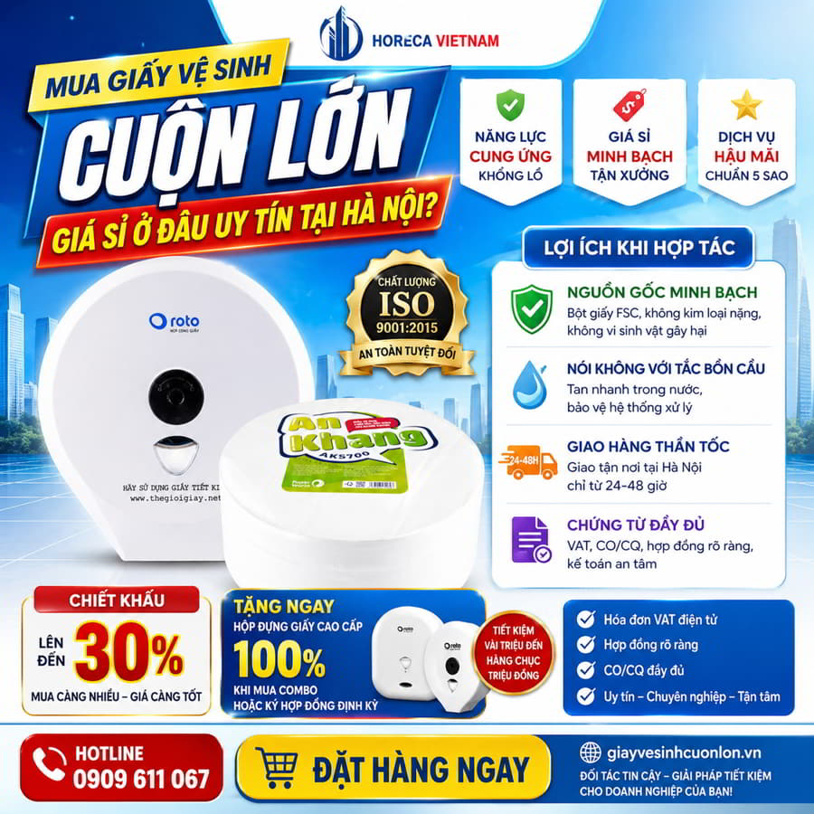 Mua giấy vệ sinh cuộn lớn tại Hà Nội cao cấp giá sỉ tốt nhất tại Horeca Việt Nam