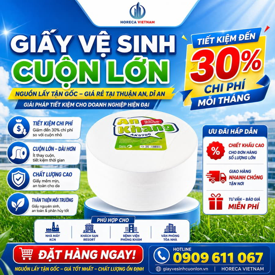 Mua giấy vệ sinh cuộn lớn giá rẻ bình dương uy tín giá sỉ tốt nhất tại Horeca Việt Nam