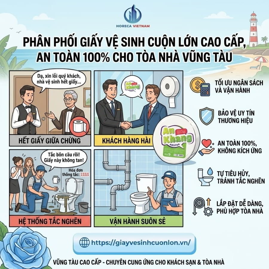 Mua giấy vệ sinh cuộn lớn cao cấp Vũng Tàu uy tín giá sỉ tốt nhất tại Horeca Việt Nam