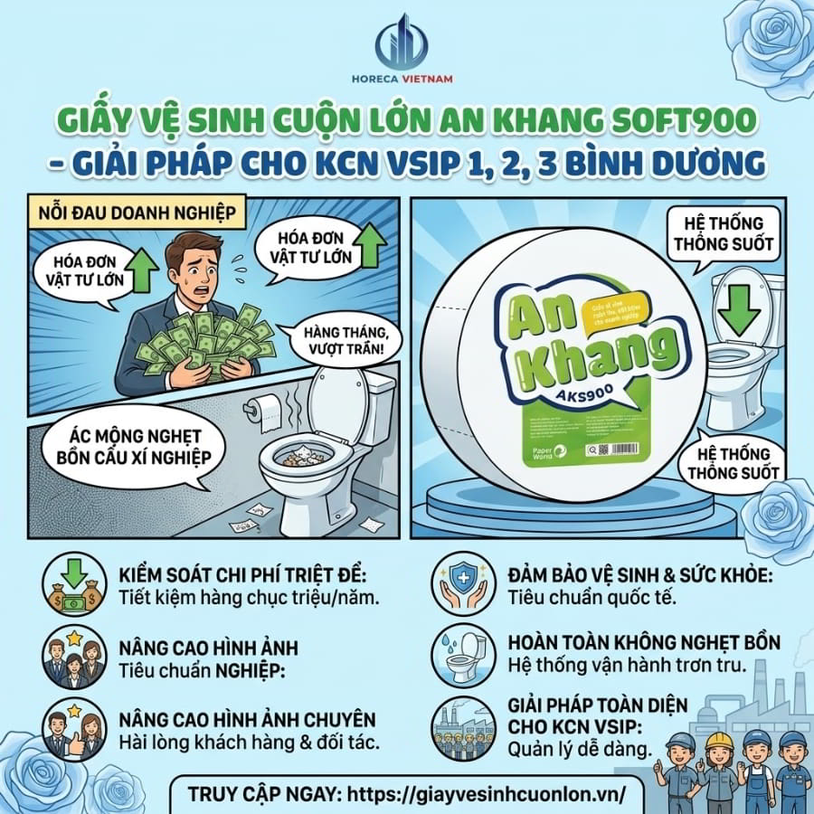 Cung cấp giấy vệ sinh cho KCN VISP uy tín giá sỉ tốt nhất tại Horeca Việt Nam