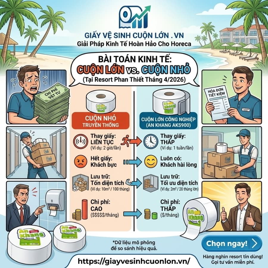 Đánh giá giấy vệ sinh cuộn lớn tại resort Phan Thiết