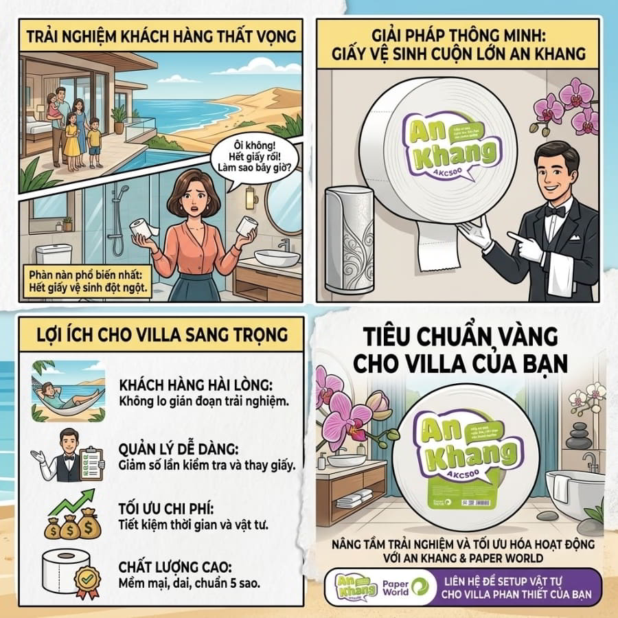 Mua giấy vệ sinh cho Villa Phan Thiết cao cấp giá tốt tại Horeca Việt Nam