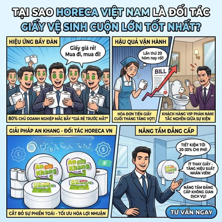 Horeca Việt Nam cung cấp giấy vệ sinh cuộn lớn cao cấp giá tốt nhất