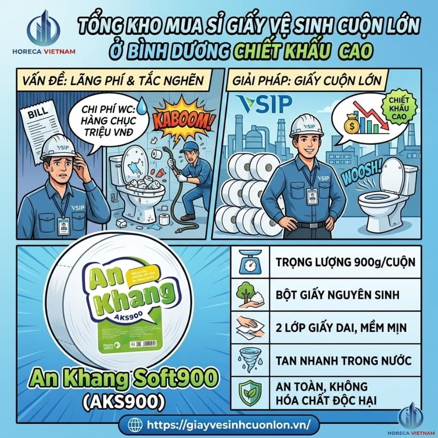 Mua sỉ giấy vệ sinh cuộn lớn ở Bình Dương uy tín giá sỉ tốt nhất tại Horeca Việt Nam