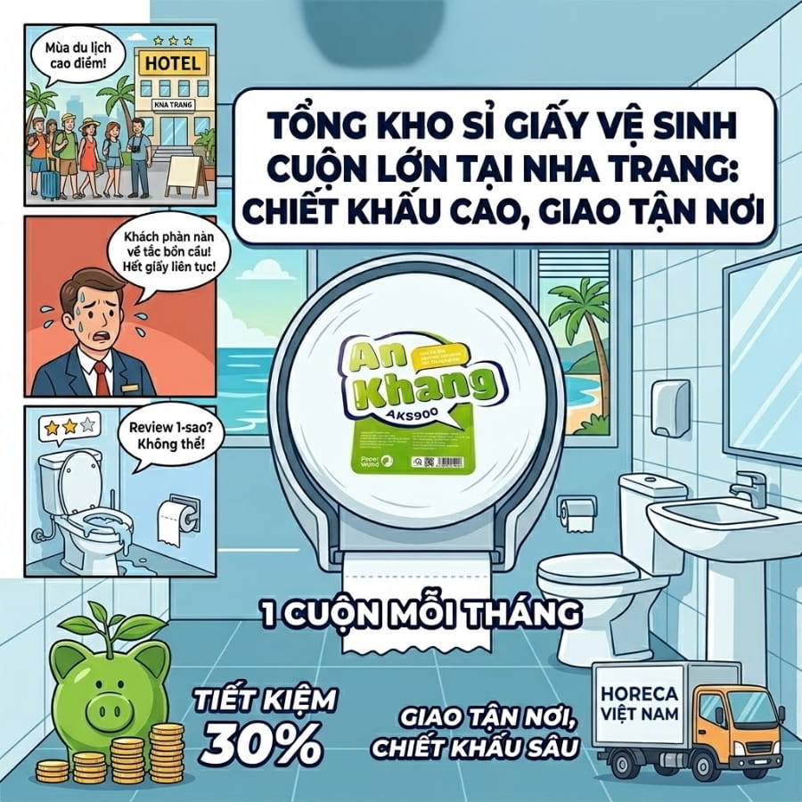 Tổng kho sỉ giấy vệ sinh cuộn lớn uy tín tại Nha Trang của Horeca Việt Nam