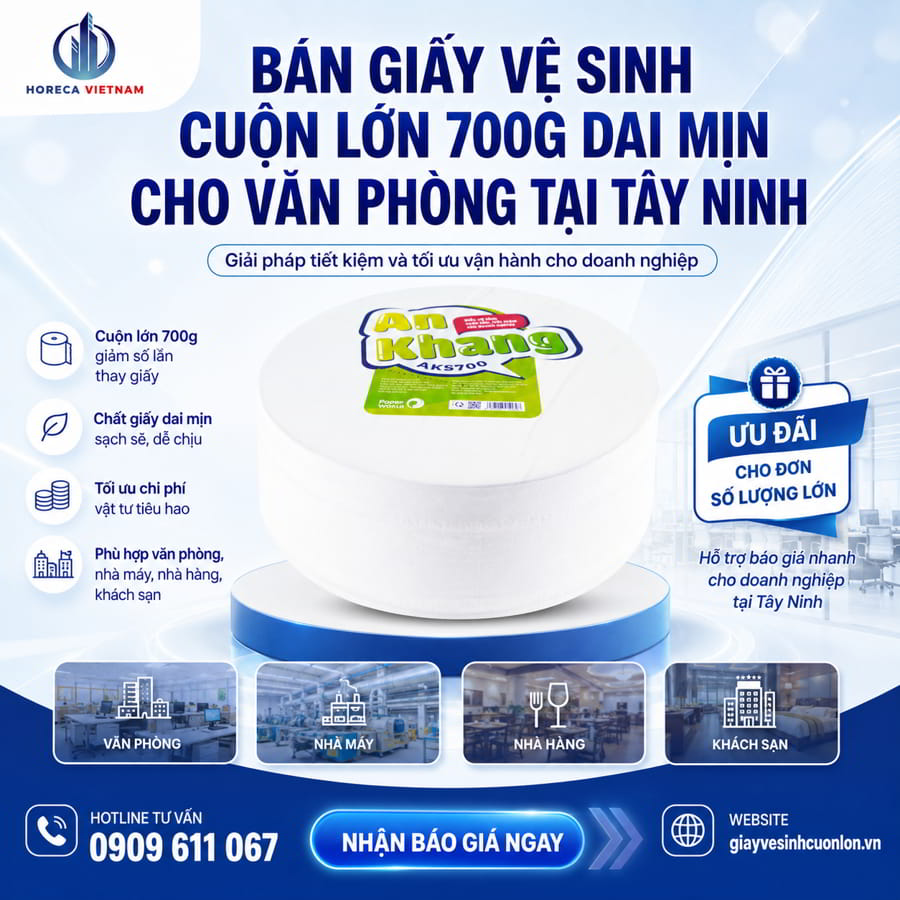Cung cấp giấy vệ sinh cuộn lớn 700g tại Tây Ninh cao cấp giá sỉ tốt nhất tại Horeca Việt Nam