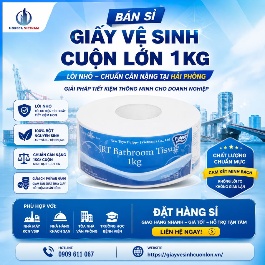 Horeca Việt Nam bán sỉ giấy vệ sinh cuộn lớn 1kg tại Hải Phòng uy tín