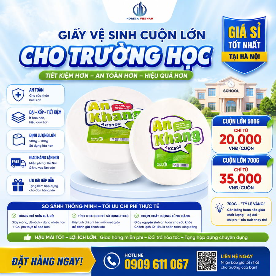 Báo giá sỉ giấy vệ sinh cho trường học tại hà nội uy tín mới nhất tại Horeca Việt Nam