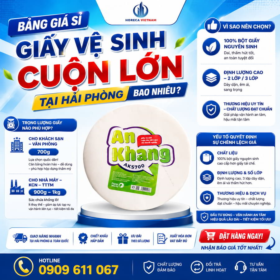 Báo giá sỉ giấy vệ sinh cuộn lớn tại Hải Phòng mới nhất tại Horeca Việt Nam