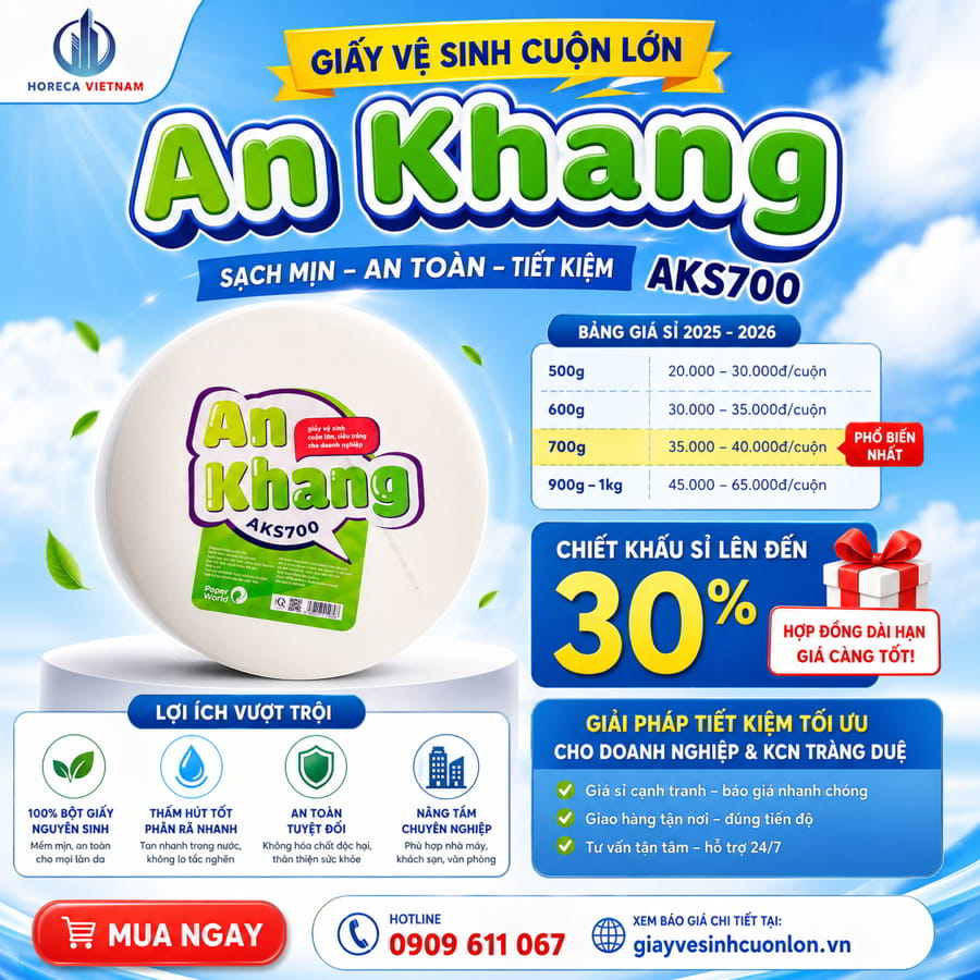 Báo giá sỉ nhà cung cấp giấy vệ sinh kcn tràng duệ mới nhất tại Horeca Việt Nam
