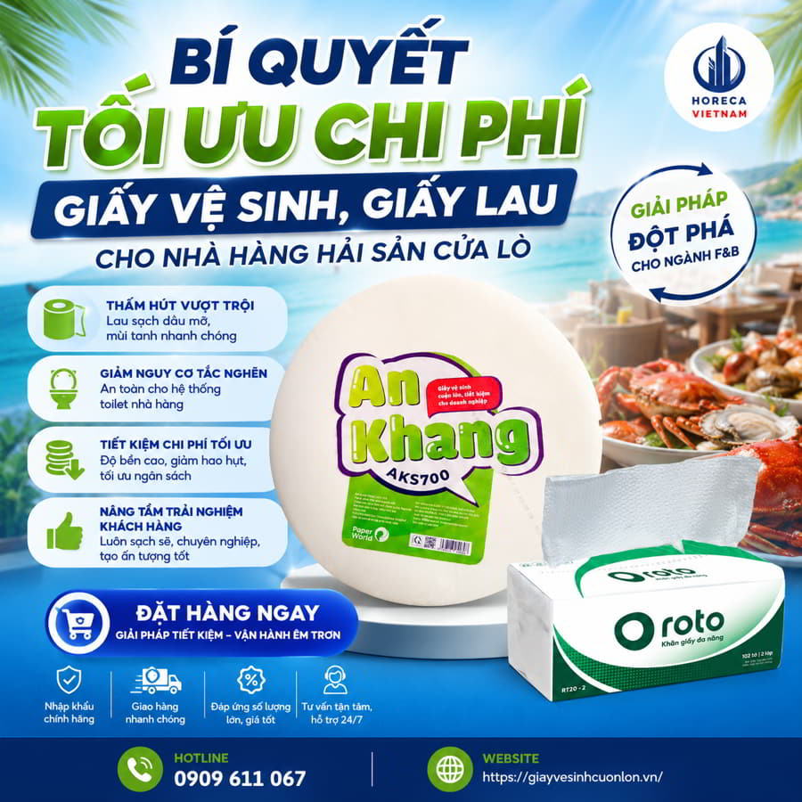 Cung cấp giấy vệ sinh cho nhà hàng hải sản Cửa Lò uy tín giá sỉ tốt nhất tại Horeca Việt Nam
