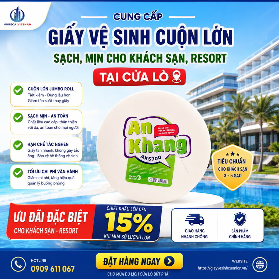 Cung cấp giấy vệ sinh cho khách sạn cửa lò uy tín giá sỉ tốt nhất tại Horeca Việt Nam
