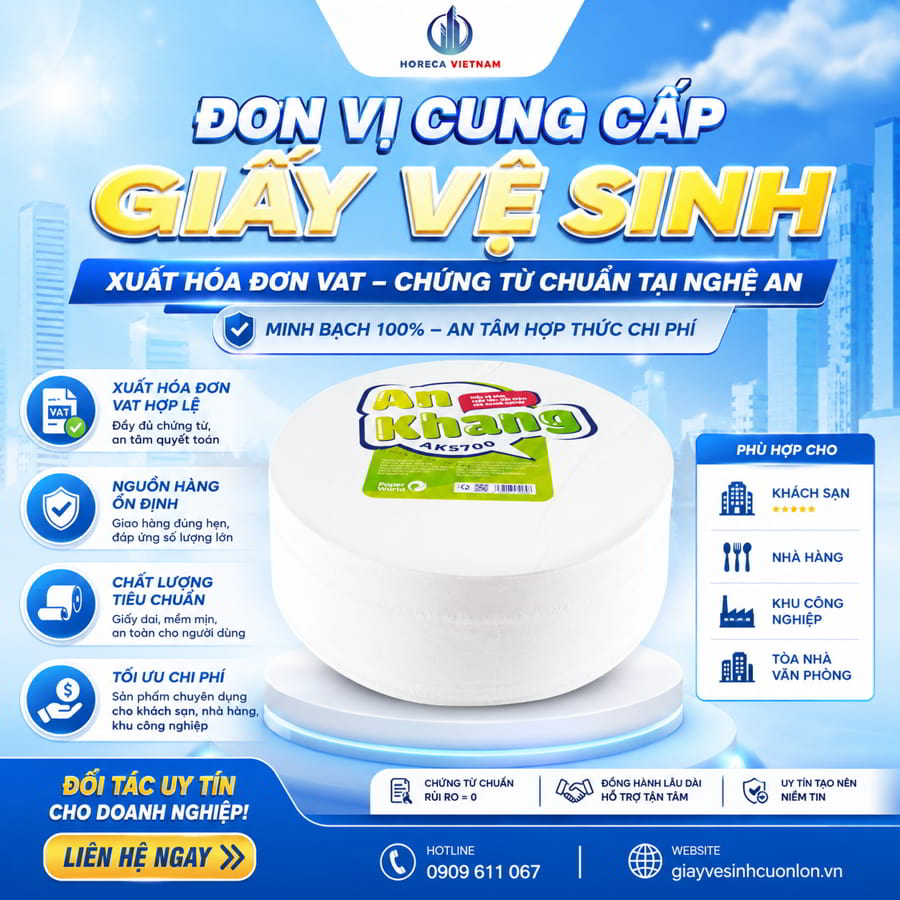 Horeca Việt Nam đơn vị cung cấp giấy vệ sinh xuất hóa đơn đỏ tại Nghệ An uy tín giá sỉ tốt nhất