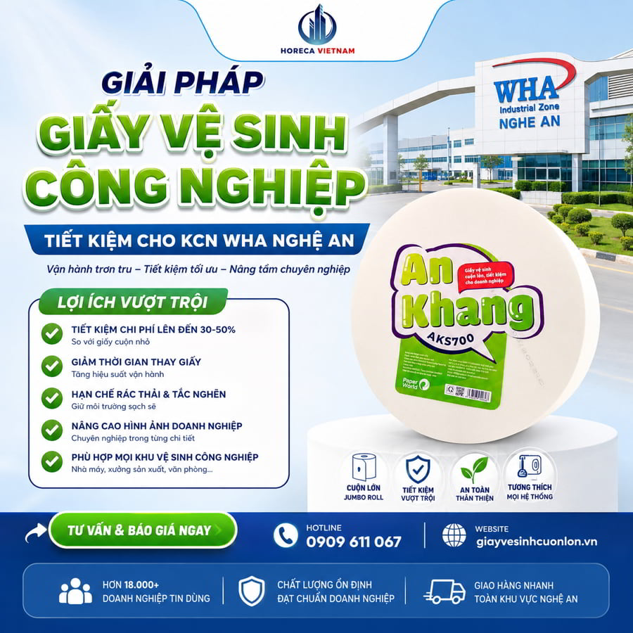 Horeca Việt Nam giải pháp cung cấp giấy vệ sinh KCN Wha Nghệ An uy tín giá sỉ tốt nhất