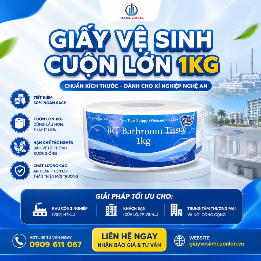 Cung cấp giấy vệ sinh cuộn lớn 1kg tại Nghệ An uy tín giá sỉ tốt nhất tại Horeca Việt Nam