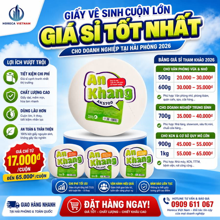 Giấy vệ sinh cuộn lớn giá sỉ tốt nhất cho doanh nghiệp tại Hải Phòng 2026